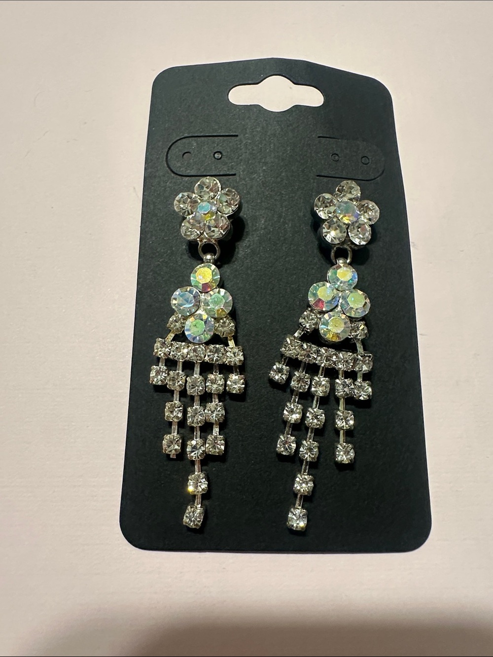 Sparkling Clear Crystal Flower Chandelier Earrings